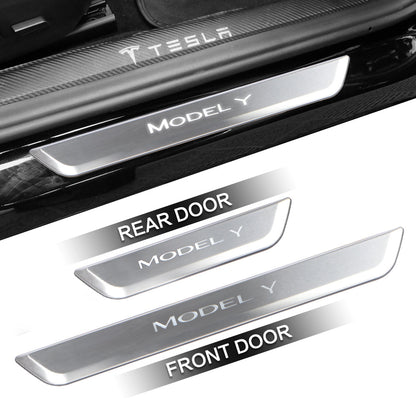 Model Y LED illuminated Door Sill showing sleek design