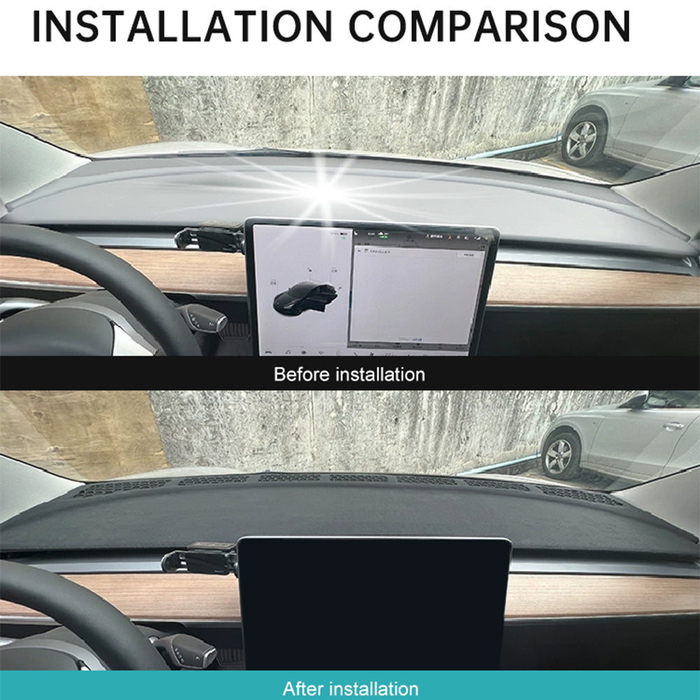 Model Y/3 Dash Mat Cover installed in Tesla Model Y