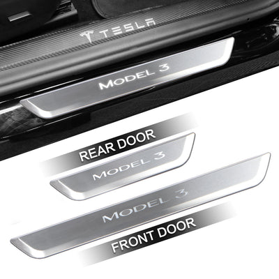 Model 3/Y LED illuminated Welcome Pedal Door Sill Protector for Tesla Model Y - ambient glow
