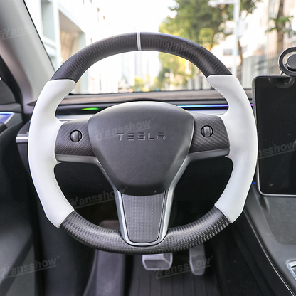 Real Carbon Fiber Steering Wheel for Tesla Model Y/3 - Lightweight Feel