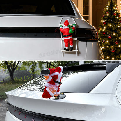 Climbing Santa Claus Decoration for Tesla Model Y showcasing durability