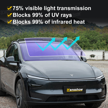 Model Y Juniper Front Windshield PPF UV & Heat Protection Film - close-up detail
