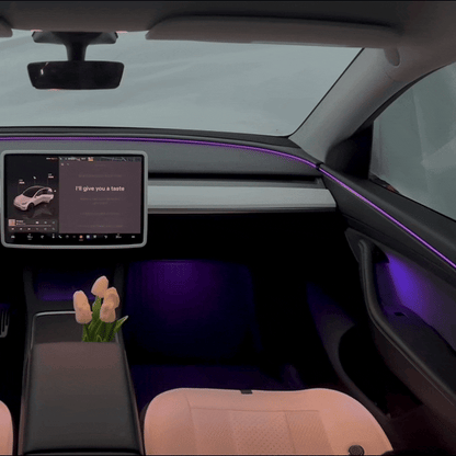 Model Y Ambient Lighting Kit installed in center console
