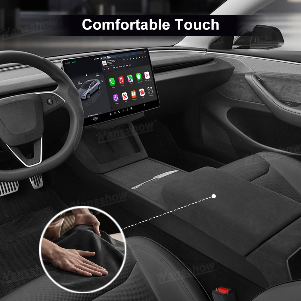 Model Y Juniper Interior Cover Trim Alcantara Upgrade Kit - installed view