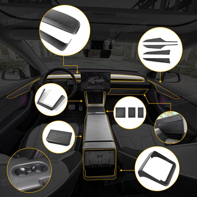 Model Y Juniper Real Carbon Fiber Cover Interior Set front view