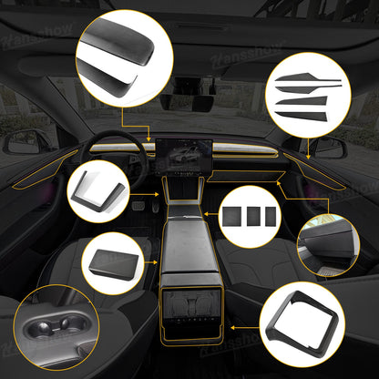 Model Y Juniper Real Carbon Fiber Cover Interior Set front view