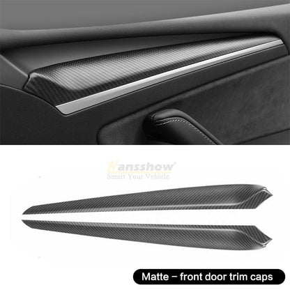Real Carbon Fiber Dashboard Cover Front Door Trim Panel Caps for Model 3/Y - texture detail