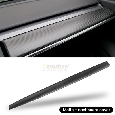 Real Carbon Fiber Dashboard Cover Front Door Trim Panel Caps for Model 3/Y - front view