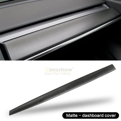 Model Y 2020+ Dashboard Cover Real Carbon Fiber Matte Trim Panel Caps - Front view