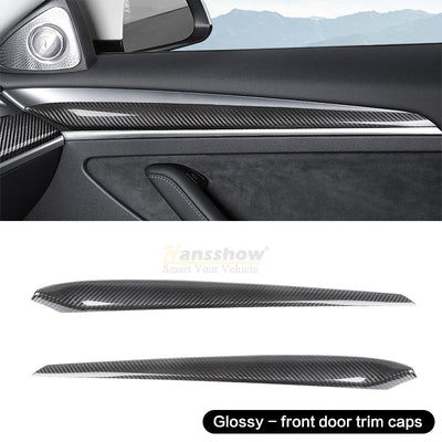 Real Carbon Fiber Dashboard Cover Front Door Trim Panel Caps for Model 3/Y - lifestyle shot