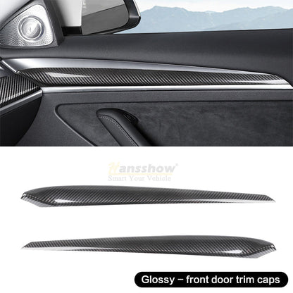 Real Carbon Fiber Dashboard Cover Front Door Trim Panel Caps for Model 3/Y - lifestyle shot