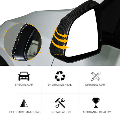 Model Y Juniper Side Mirror Real Carbon Fiber Overlay Covers - rear angle