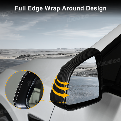 Tesla Model Y Side Mirror Covers Real Carbon Fiber Overlays - Weather Resistance