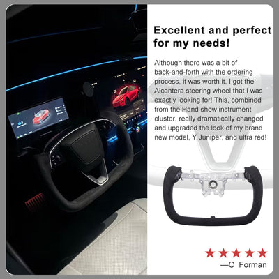 Model Y Juniper Yoke Steering Wheel Alcantara / Nappa Leather Driving Wheel - driving experience