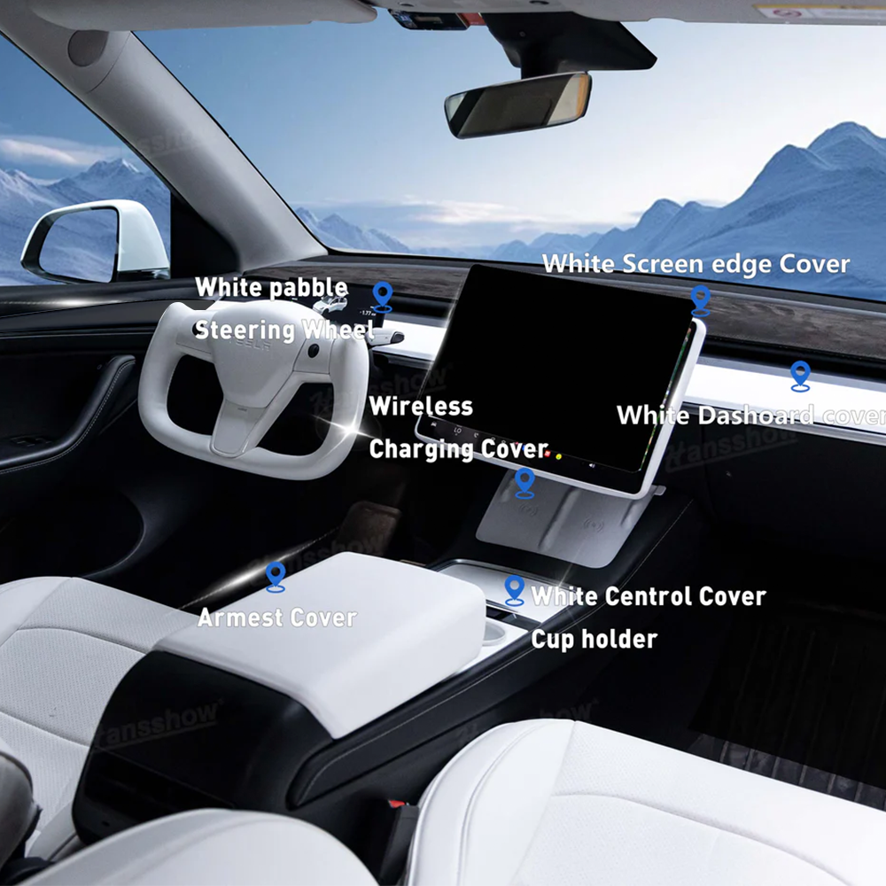Model Y/Model 3 Bundle Of White Enthusiast Style Kits For Tesla White - Detail shot