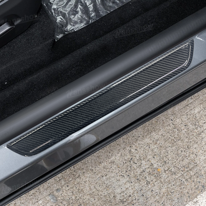 Model Y Juniper Real Carbon Fiber Door Sill Covers matte finish