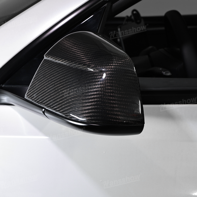 Tesla Model Y Side Mirror Covers Real Carbon Fiber Overlays - Easy Installation