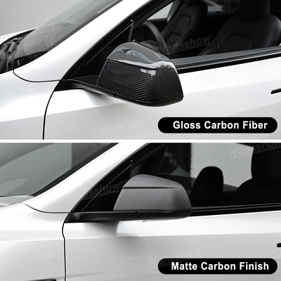 Tesla Model Y Side Mirror Covers Real Carbon Fiber Overlays - Lightweight Design