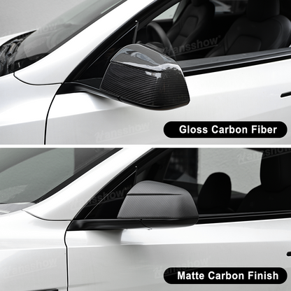 Tesla Model Y Side Mirror Covers Real Carbon Fiber Overlays - Lightweight Design