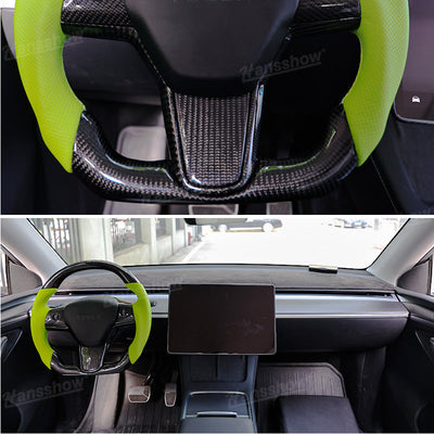Model Y/3 Real Carbon Fiber D-Shaped Steering Wheel grip texture