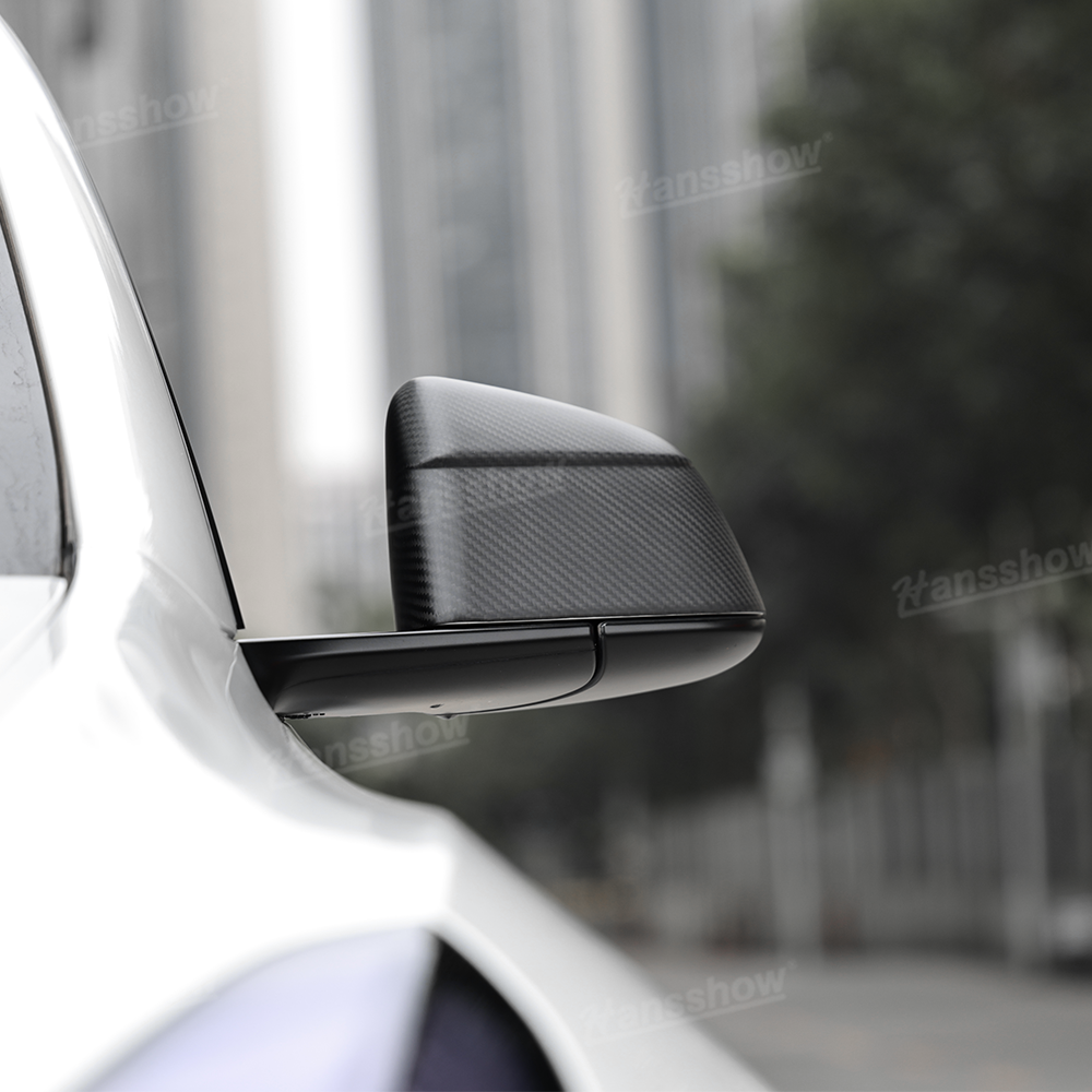 Tesla Model Y Side Mirror Covers Real Carbon Fiber Overlays - 2021 Model