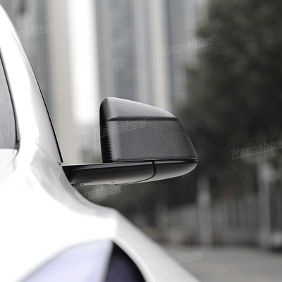 Tesla Model Y Side Mirror Covers Real Carbon Fiber Overlays - 2021 Model