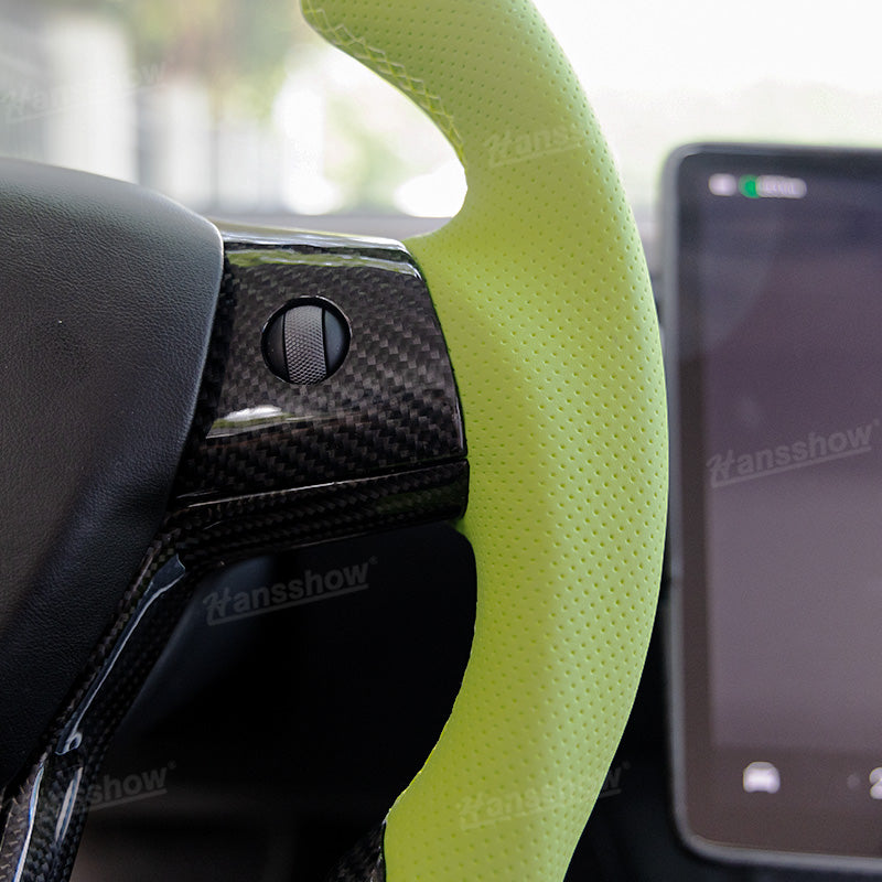 Model Y/3 Real Carbon Fiber D-Shaped Steering Wheel sporty design