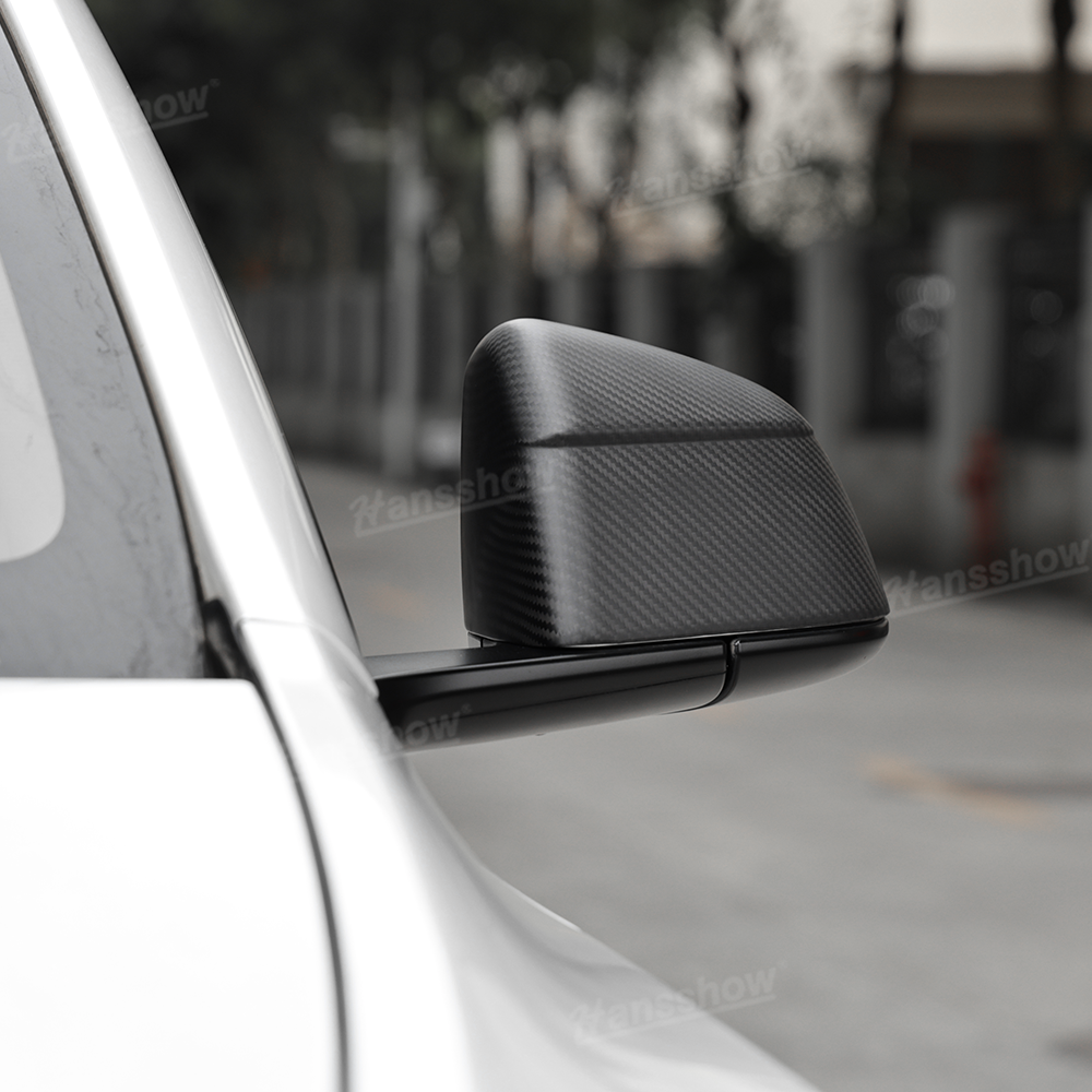Tesla Model Y Side Mirror Covers Real Carbon Fiber Overlays - Custom Fit
