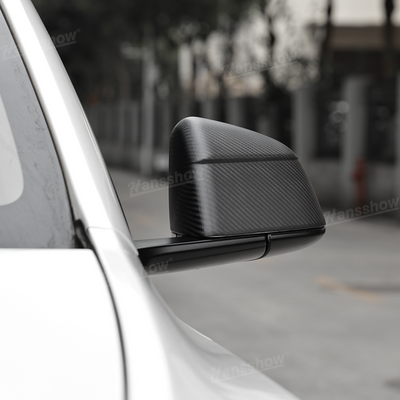 Tesla Model Y Side Mirror Covers Real Carbon Fiber Overlays - Custom Fit