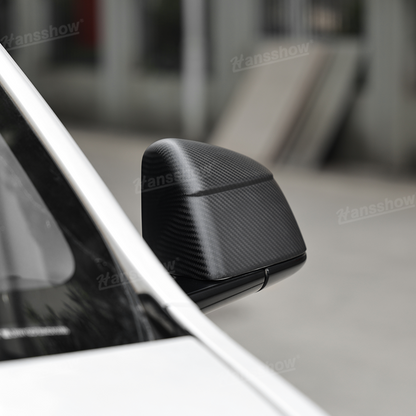 Tesla Model Y Side Mirror Covers Real Carbon Fiber Overlays - Durable Material