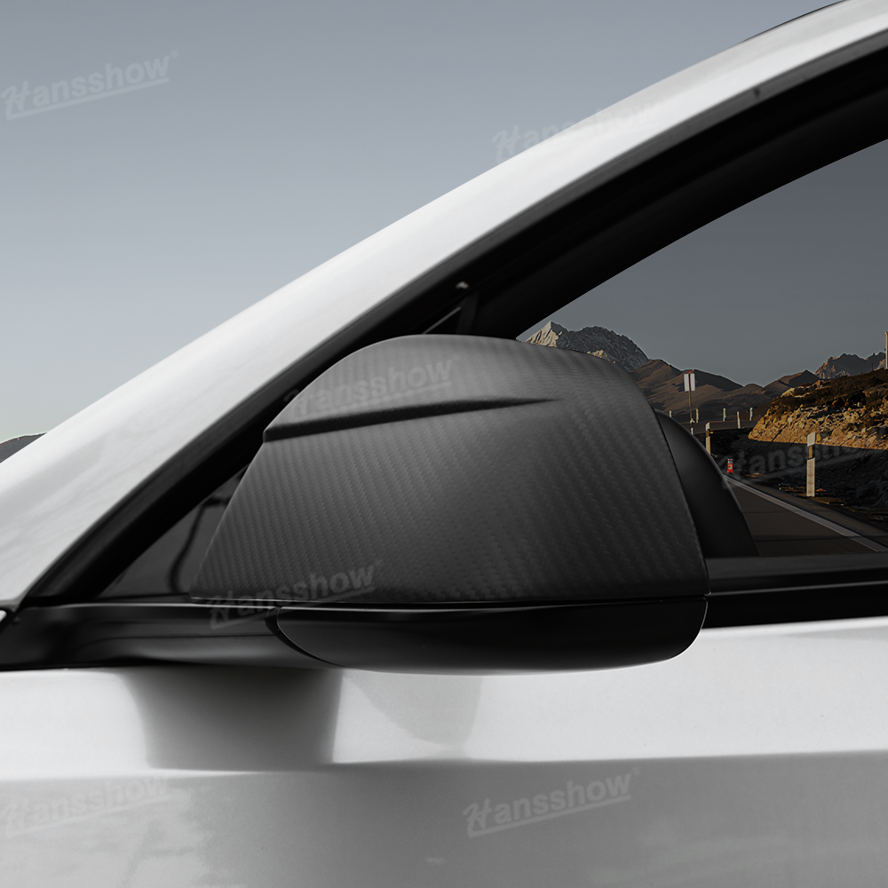 Tesla Model Y Side Mirror Covers Real Carbon Fiber Overlays - 2022 Model