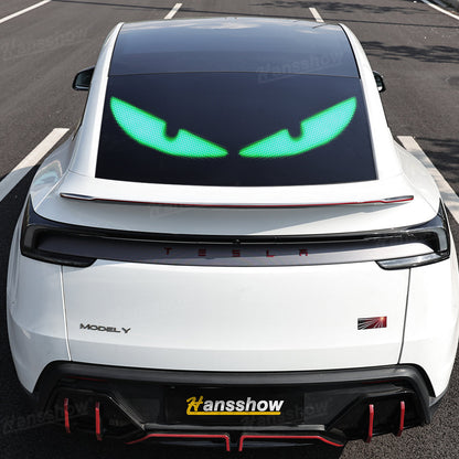 Model Y Juniper Devil Eyes Lights Flexible LED Windshield Light Kit during nighttime