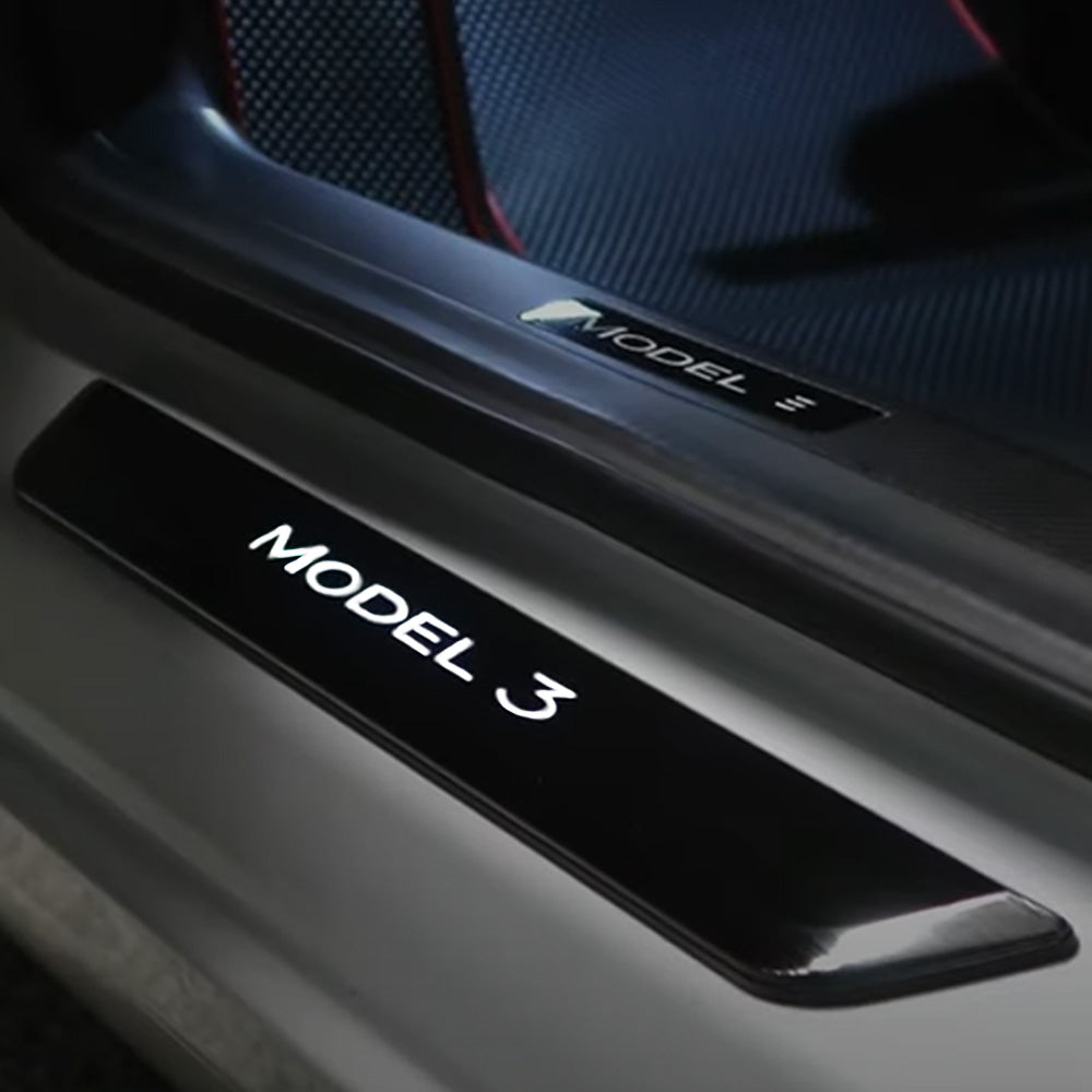 Model Y LED illuminated Door Sill side view