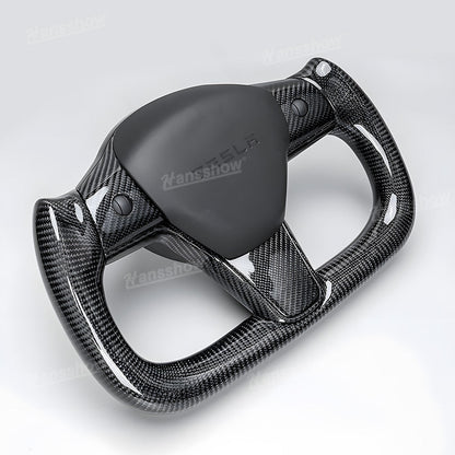 Tesla Model Y/3 Real Carbon Fiber Steering Wheel Yoke/F1 Style installed view