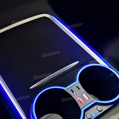 Model Y/3 Center Console Ambient Light with Cup Holder HUB Adapter - lifestyle shot