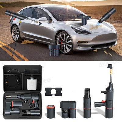 5-in-1 Tesla Jump Starter Kit with 100W Tire Inflator - front view