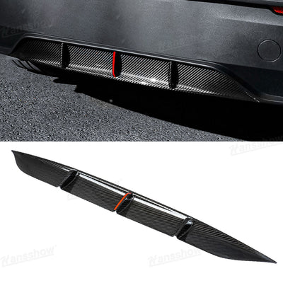 Model Y Juniper Rear Diffuser front view showing carbon fiber design