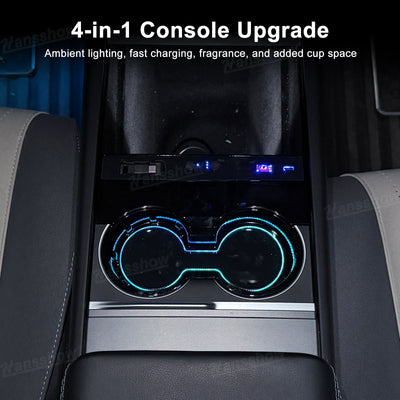 Model Y Juniper Center Console Cup Holder with Ambient Light - Elegant Design