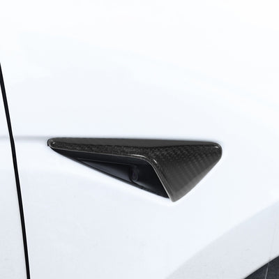 Real Carbon Fiber Side Camera Turn Signal Cover for Tesla Model Y - side angle