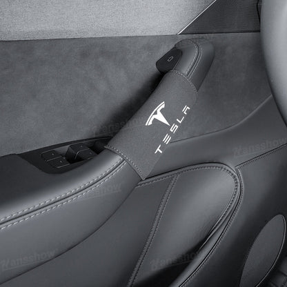 Model Y Juniper Alcantara door handle covers texture detail