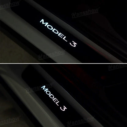 Model 3/Y LED illuminated Welcome Pedal Door Sill Protector for Tesla Model Y - glowing feature