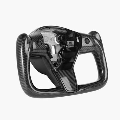 Model 3/Y Full Carbon Fiber Yoke Steering Wheel for Tesla Model Y - close-up detail