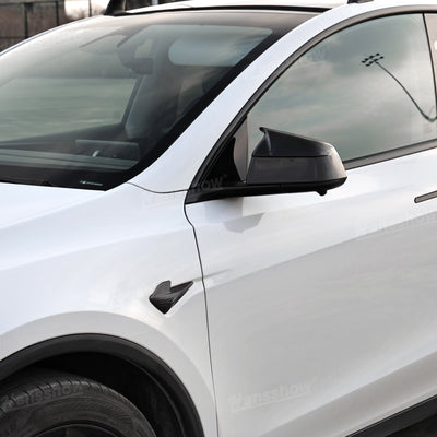 Model Y Juniper Carbon Fiber Side Mirror Covers top view
