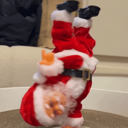 Climbing Santa Claus Decoration for Tesla Model Y at night