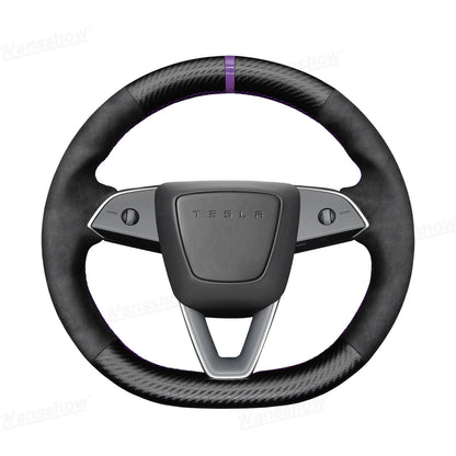 Model Y Juniper Steering Wheel Wrap detail of grip texture