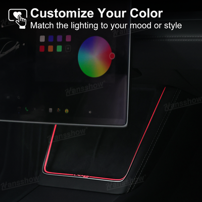 Side view of Model Y Juniper Ambient Lighting for Wireless Charging Port