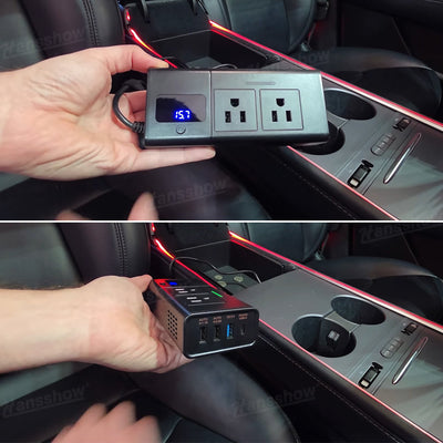 200W Power Inverter for Tesla Model Y showing power output
