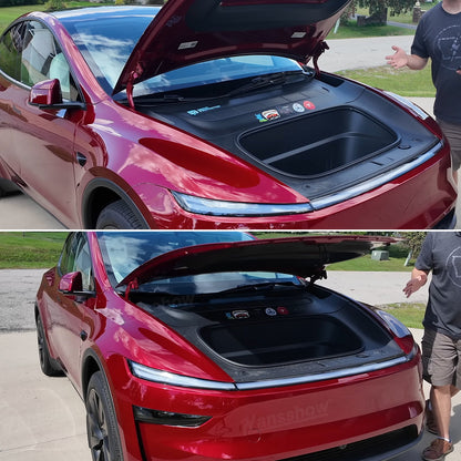 Model Y Juniper Power Frunk Kit with safety features highlighted