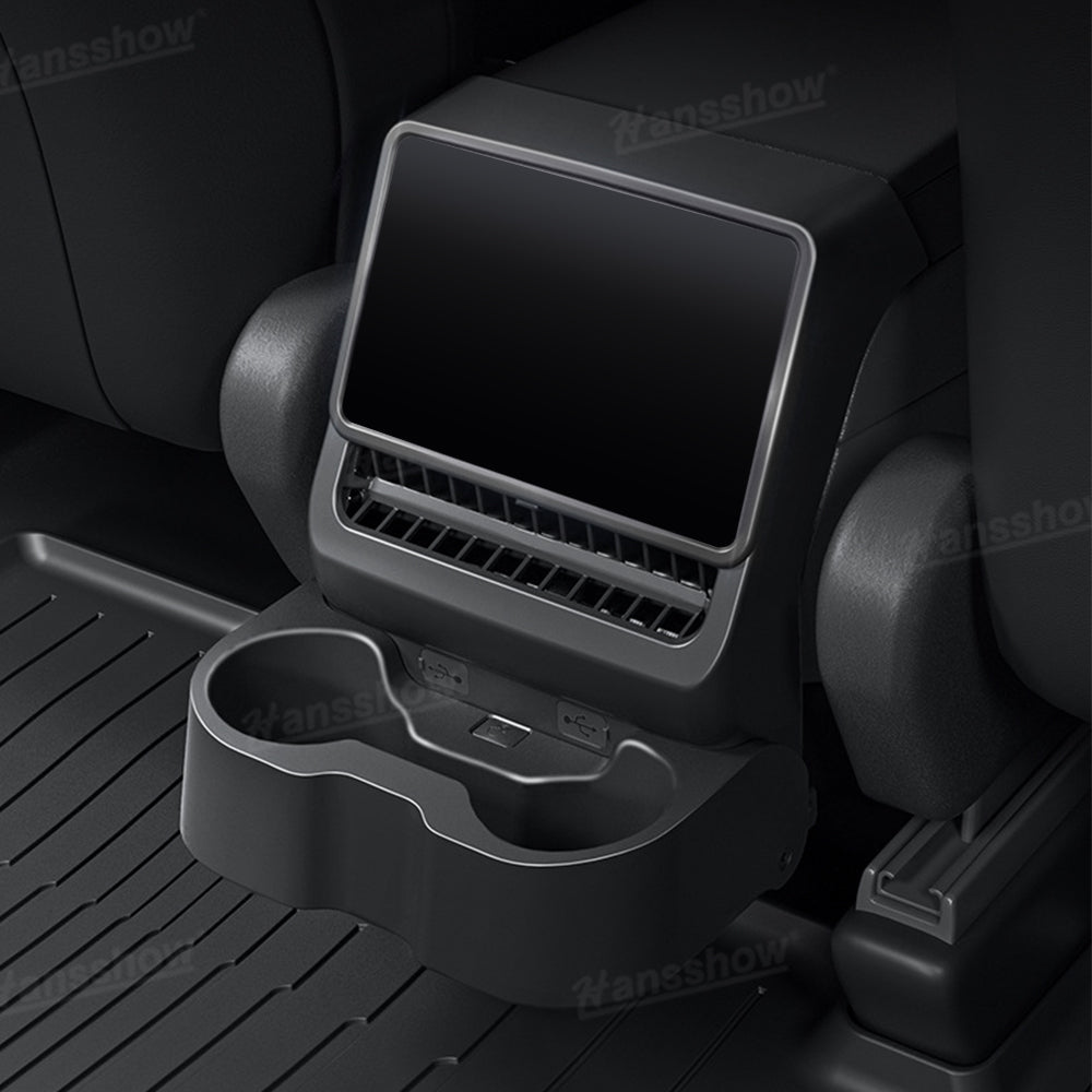 Rear Cup Holder with Air Vent Cover for Tesla Model Y Juniper - Front View