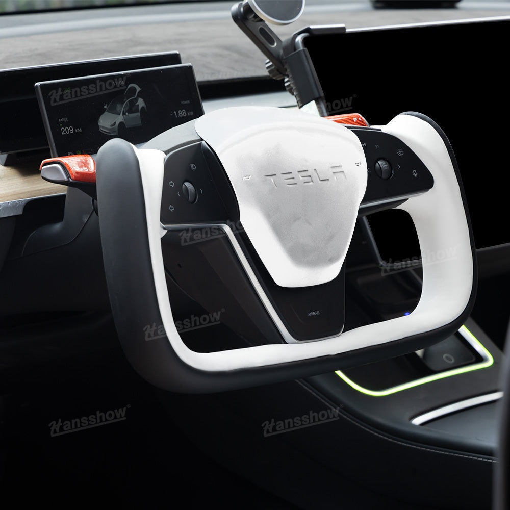 Model Y Yoke Style Steering Wheel Black/White Style - precision handling